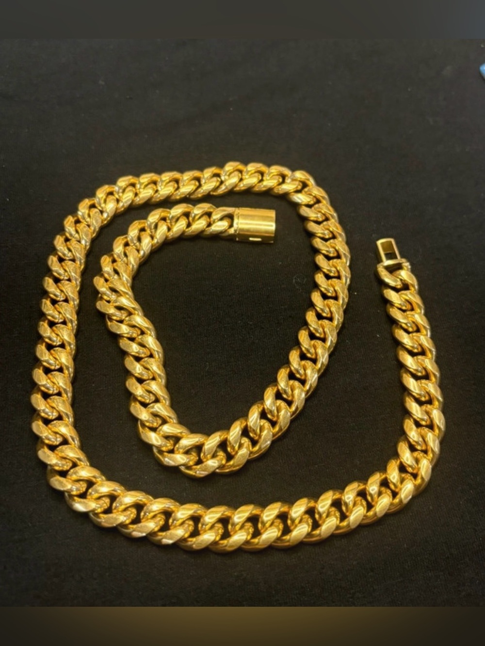 Golden Gilt 12mm Miami Cuban Link Necklace – 24” – 18K Gold Plated 316L Stainles